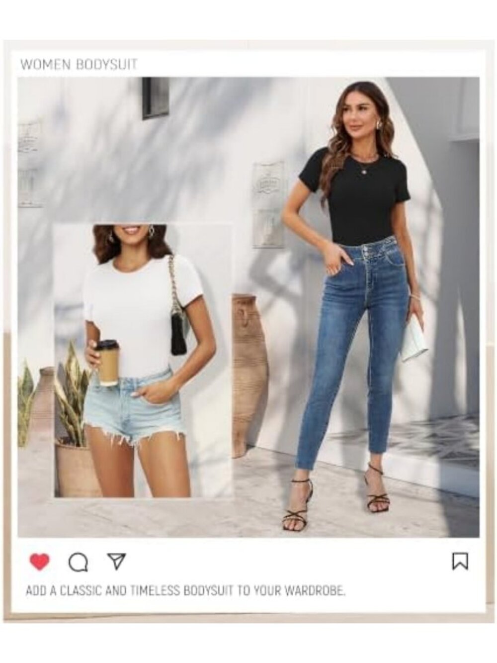 Women's Casual Short Sleeve Round Neck Bodysuit Tops - 4/5 Pack Basic Tees - Picture 4 of 5
